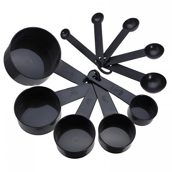 ACDANC Black Measuring Spoons Set of 10 Piece,Nesting Metal Measuring Cups and Spoons Set for Baking Cooking,Dry and Liquid Ingredients Tools Measure for Baking Coffee College Essentials