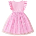 thumbnail image 5 of IPIO Pink Butterfly Dress for Girls, Shimmer Tulle A-Line Outfit with Flutter Sleeves for Birthday Wedding Party, 5 of 6