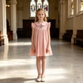 thumbnail image 5 of Girls Baby Doll Dress Peter Pan Collar Tunic Floral Embroidered Sleeveless Blouse Ruffle Cotton Dress for Girls, Pink, Sizes 9-10Y, 5 of 6
