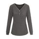thumbnail image 1 of Camiseta de manga larga de color sólido con cuello en V para mujer, blusa suelta informal, gris, M Advancent AP003714-07, 1 of 5