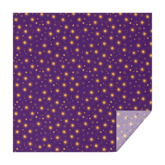 Purple Sun Star Swirl Pattern Square Tablecloth,Waterproof Square Table Cover,Wipeable Spillproof Washable Table Cover for Home Kitchen Party Decor 42"X42"(107x107cm)