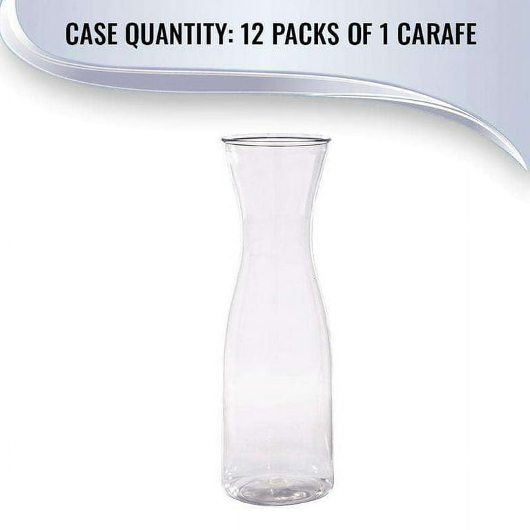 35 oz. Clear Large Disposable Plastic Wine Carafes with Lids (12 Carafes),  12 Carafes - Foods Co.