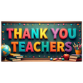 thumbnail image 3 of Colorful Thank You Teachers Backdrop Banner, Teacher Appreciation Day Decor, Education Theme Background, for Classroom Celebrations Teacher Parties Photo Props, 3 of 4