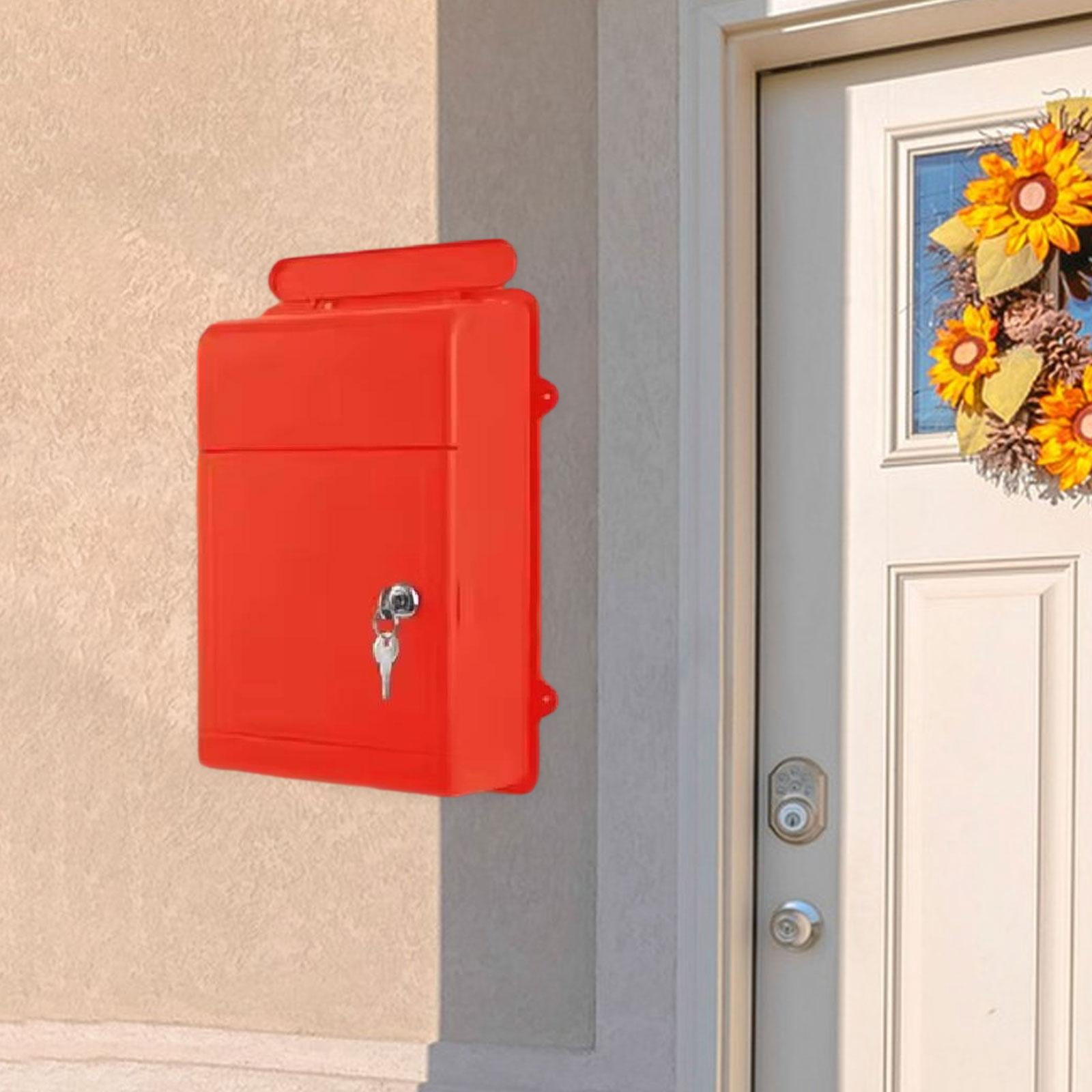 Baoblaze Wall Mounted Mailbox Wide Opening Collection Box for Cards Newspapers School Red