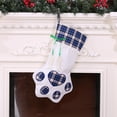 thumbnail image 1 of Calcetines Navideños para Mascotas con Diseño de Patitas y Cuadros Azules, Tela Suave, Estilo Festivo, Tamaño 45x20 cm, Peso Ligero de 71g, Incluye 1 Calcetín con Forma de Huella, 1 of 6