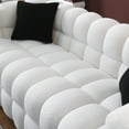 thumbnail image 5 of 84.3"/62.2 "L Luxurious Cloud Sofa Set, Upholstered  Sofa with 4 Pillows and Solid Wood Frame,  Marshmallow Boucle Fabric Couch with Square Arm and Wood Legs for Living Room, Apartment, Office, White, 5 of 9