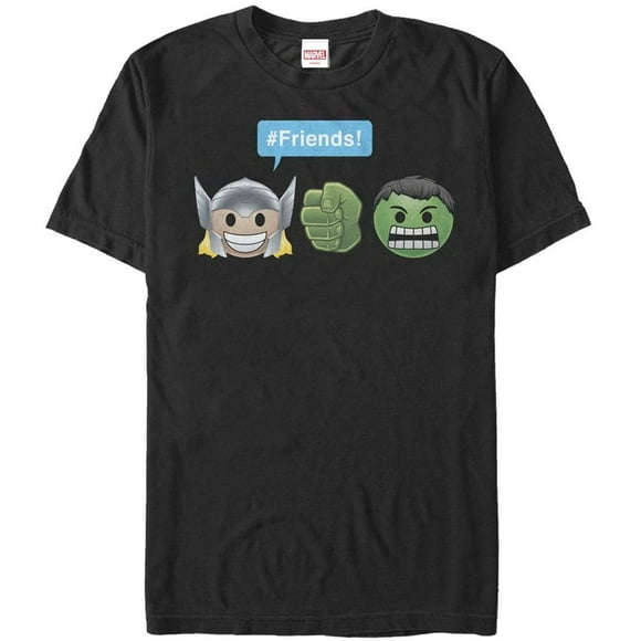 Mens Marvel Thor Hulk Friend Emoji T-Shirt - Black - 3X Large