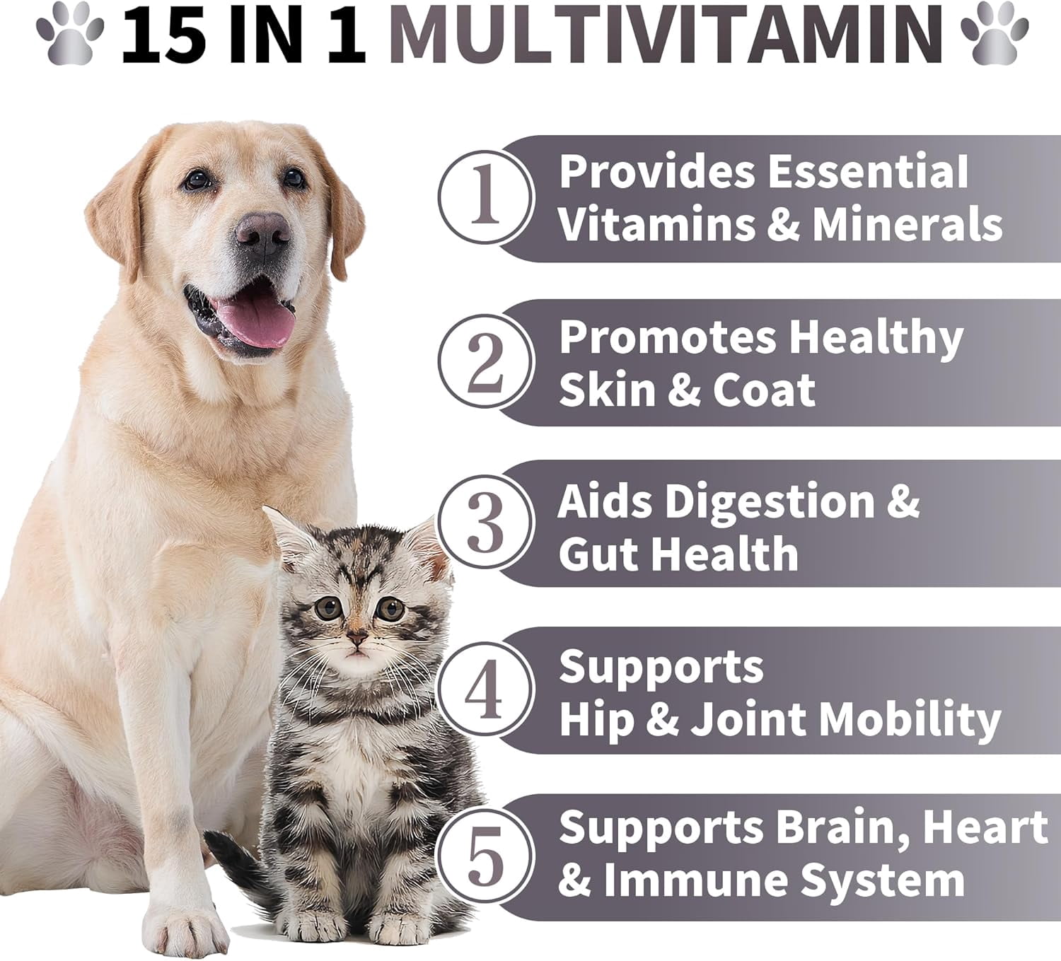 Best Buddy Multivitamin 15-in-1 Treats for Dogs, Complete Health Supplement Joint Support + Digestive Enzymes, Grain Free Dog Vitamins and Supplements for Skin & Coat (Chicken, 225g)