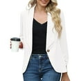 thumbnail image 2 of Baberdicy Womens Blazer Women Suit Solid Color Open Front Office Jackets Plus Size Long Sleeve Summer Work Office Cardigan with Pockets Women's Blazers & Suit Jackets White, 2 of 8