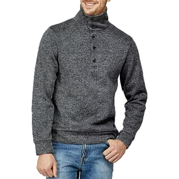 Gibobby Sueter cuello de tortuga hombre Sueter de cuello alto para hombre diseno trenzado casual ajuste holgado grueso de manga larga Gris oscuro CH Bodega Aurrera en linea