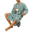 thumbnail image 4 of INSPIRE CHIC Men's Nightshirt Striped Long Sleeve Button Closure Two Pockets Sleepshirts M Green, 4 of 4