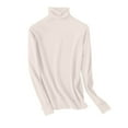 thumbnail image 4 of Womens Sweaters Turtleneck Long Sleeve Pullover Casual Knitted Pullover Wool Warm Cozy Tops Fall Winter Clothes White XXL, 4 of 5