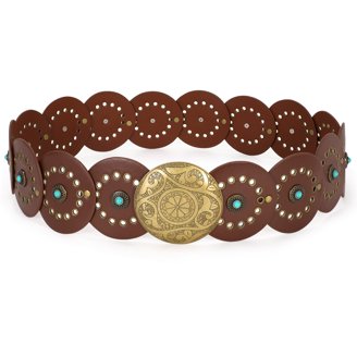 Western Disc Concho Leather Belt Adjustable Boho Cowgirl Style for Jeans Dress Amazon.com: Xyulaan Western Belts for Woman, Boho Disk  main image 4