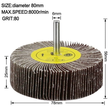 

Goodhd 16-80mm 6mm Shank 80 Grit Sanding Flap Wheel Disc Abrasive Grinding Polishing