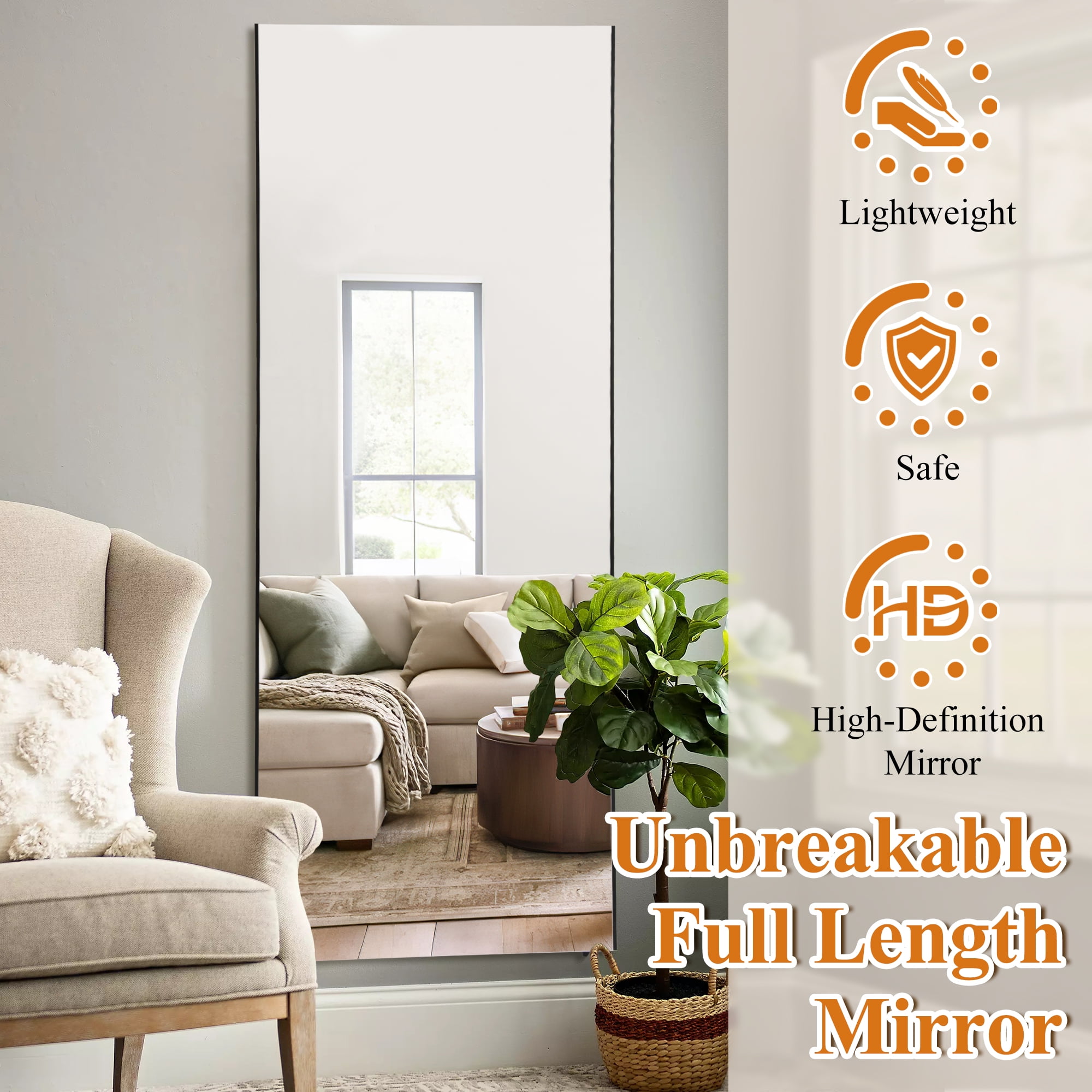 NeuType 79x32 Unbreakable Full Length Mirror, Shatterproof Mirror for  Kids, Glassless Nano Film Mirror Full Length, Big Mirror for Bedroom Living