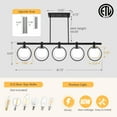thumbnail image 3 of LovingAHome 5-Light Kitchen Island Pendant Light Metal Swivel Bars with Glass Shade Dining Room Light Fixture,Black, 3 of 7