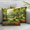 thumbnail image 3 of PINGXIXI Throw Pillow Cover Empty Wooden Foliage Outside Park Backdrop Blurred Nature Display Spring Textures Comfortable Linen Decorative Cushion Pillowcase for Chair, 3 of 5