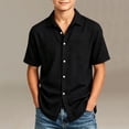 thumbnail image 2 of Abtuhar Kids Boys 5-15 Years Summer Tops Solid Short Sleeve Turndown Collar Breathable Soft Casual Blouses Shirts, 2 of 5