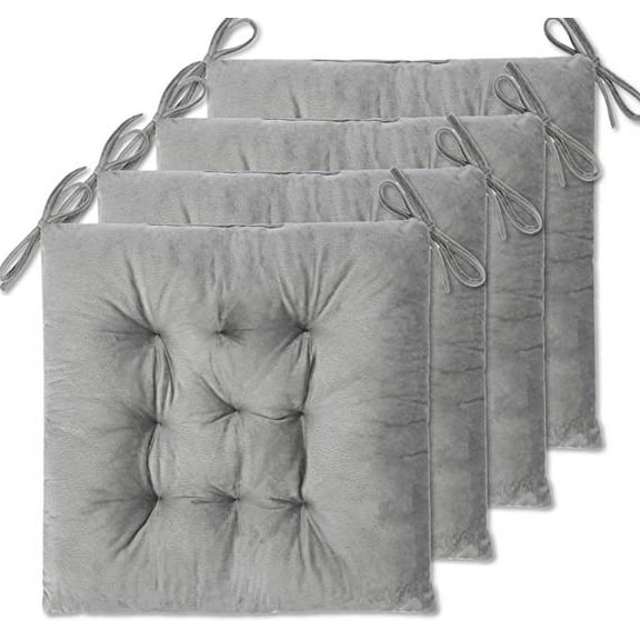 Nvzi 4 Pack Seat Cushion/Chair Cushion for Dining Chairs, Office Chair, Car, Floor, Outdoor, Patio，Machine Wash & Dryer Friendly (Flannel 16"×16", Grey)