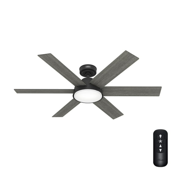 Restored Hunter Fan 52 inch Casual Matte Black Finish Indoor Ceiling Fan With LED Light Kit and Remote Control (Refurbished)