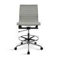 thumbnail image 3 of 2xhome Modern Drafting Chair | Upholstered PU Leather Ribbed Armless Mid Back with Adjustable Base & Leg Rest | Tilt Lock, Swivel | Computer, Executive, Conference, Meetings (Gray), Set of 1, 1 piece, 3 of 12