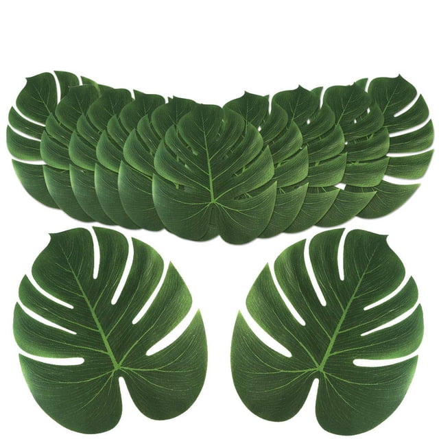 Hojas de palma artificiales, cálidas, 24 unidades, 35 x 29 cm, decoración tropical OurWarm NA