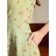 thumbnail image 2 of Vintage Elegant Women's Ditsy Floral Sleeveless Square Neck A-Line Midi Dress with Pockets and Button Detail, 2 of 7