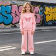 thumbnail image 2 of yboeqw 2 Piece Clothes for Kids Girls Outfits Long Sleeve Ruffle Sweatshirt Trousers Set Fall Winter Clothing for Girls,Size 5-6 Years, 2 of 8