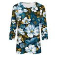 thumbnail image 5 of Wanfds Hauts de Mode Blancs pour Femmes Col Rond Tendance Manches Trois-Quarts S, 5 of 5
