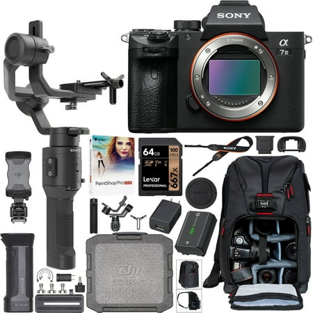 Sony a7III Full Frame Mirrorless Camera ILCE-7M3 Filmmaker s Kit with DJI Ronin-SC 3-Axis Handheld Gimbal Stabilizer Bundle + Deco Photo Backpack Case + 64GB Card + Corel Paintshop Pro Software