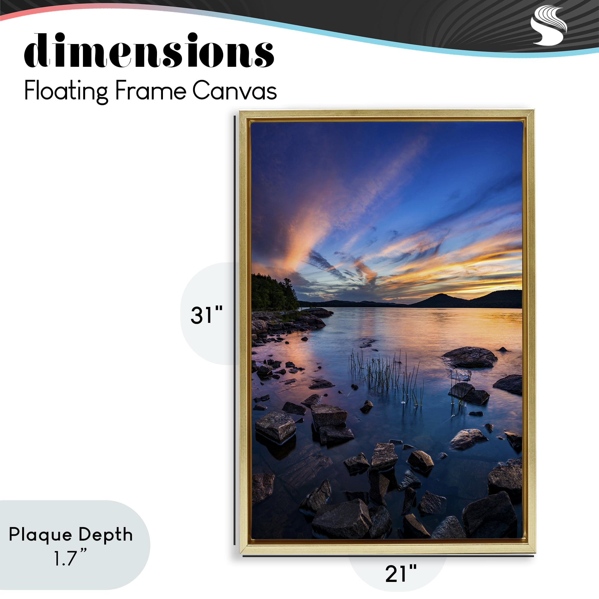 Stupell Industries Sunrise on Piseco Lake Gold Framed Floater Canvas Wall Art, design by Jonathan Zaharek
