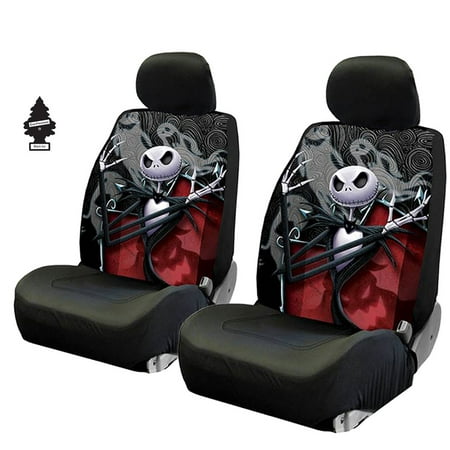 YupbizAuto New 3 Pieces Nightmare Before Christmas Jack Skellington Ghostly Car SUV Low Back Seat Covers Set with Air Freshener