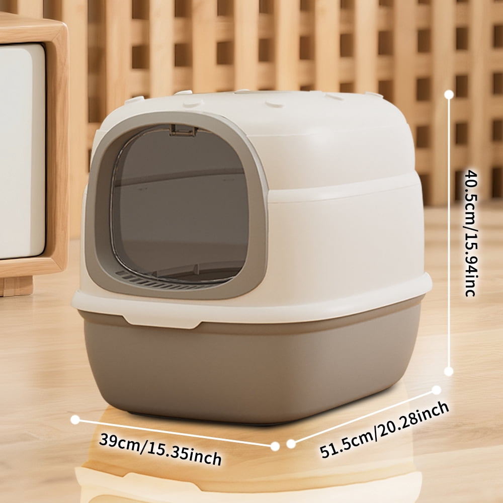 Fully Enclosed Cat Litter Box with Flip-Top Lid, Large Anti-Scatter Design, Odor Control, Spacious Toilet for Cats