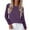 Purple, variant on Women's Raglan Sleeve Round Neck Top, Long Sleeve Casual Blouse, Loose Fit Comfort Shirt, Soft Rayon Blend Pullover, Everyday Relaxed Wear, Versatile Layering Piece Black M