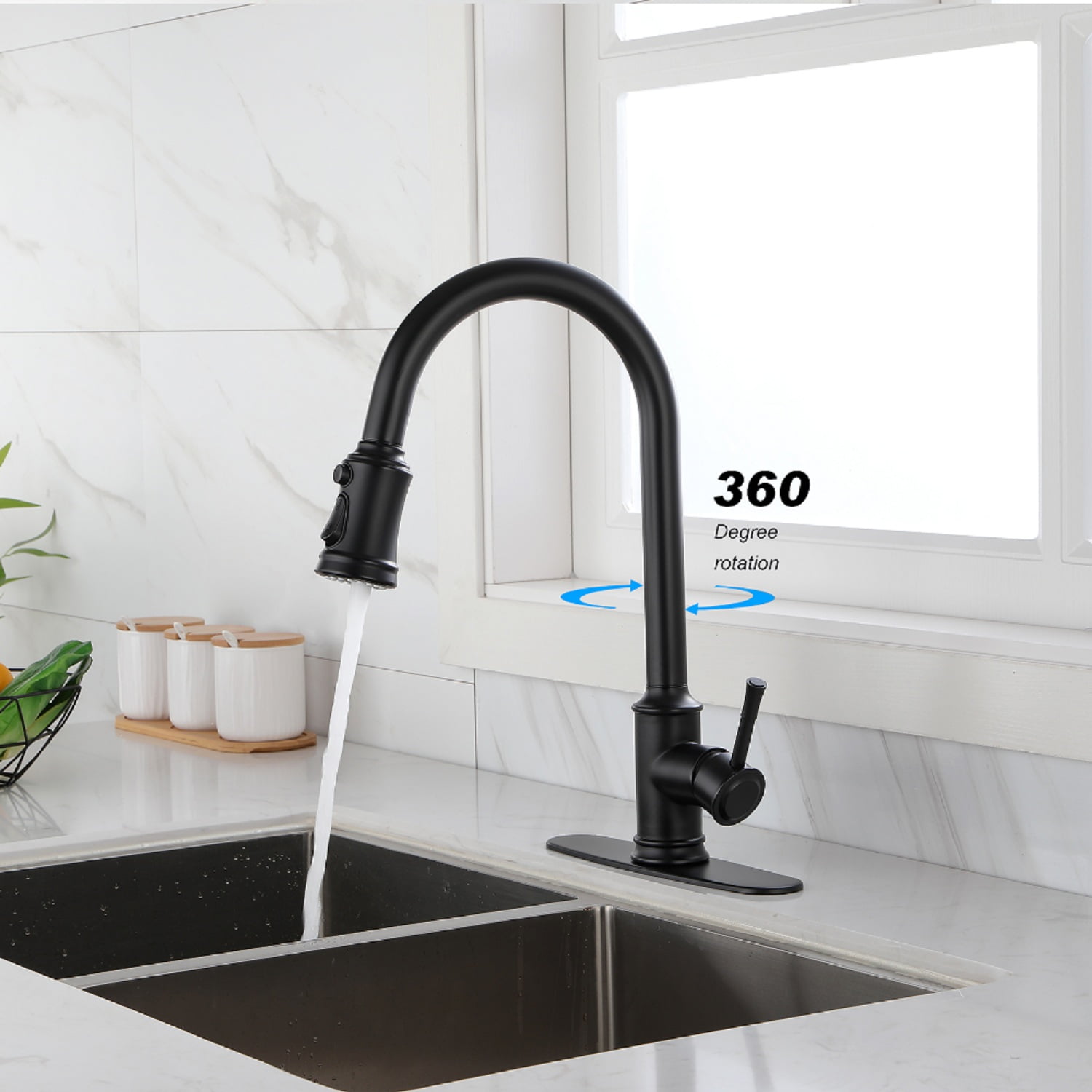 Izzovium Touch Kitchen Faucet with Pull Down Sprayer, 360° Swivel Matte Black Stainless Steel Faucet, Single Lever Handle, Touch Control for Easy Operation