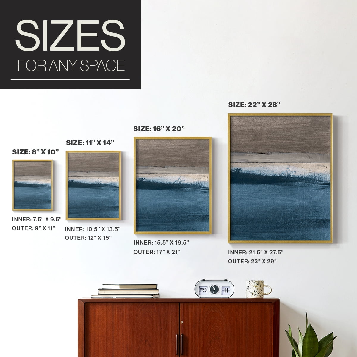 Midnight Sky II in Gold Solid Wood 8 x 10 Framed Print