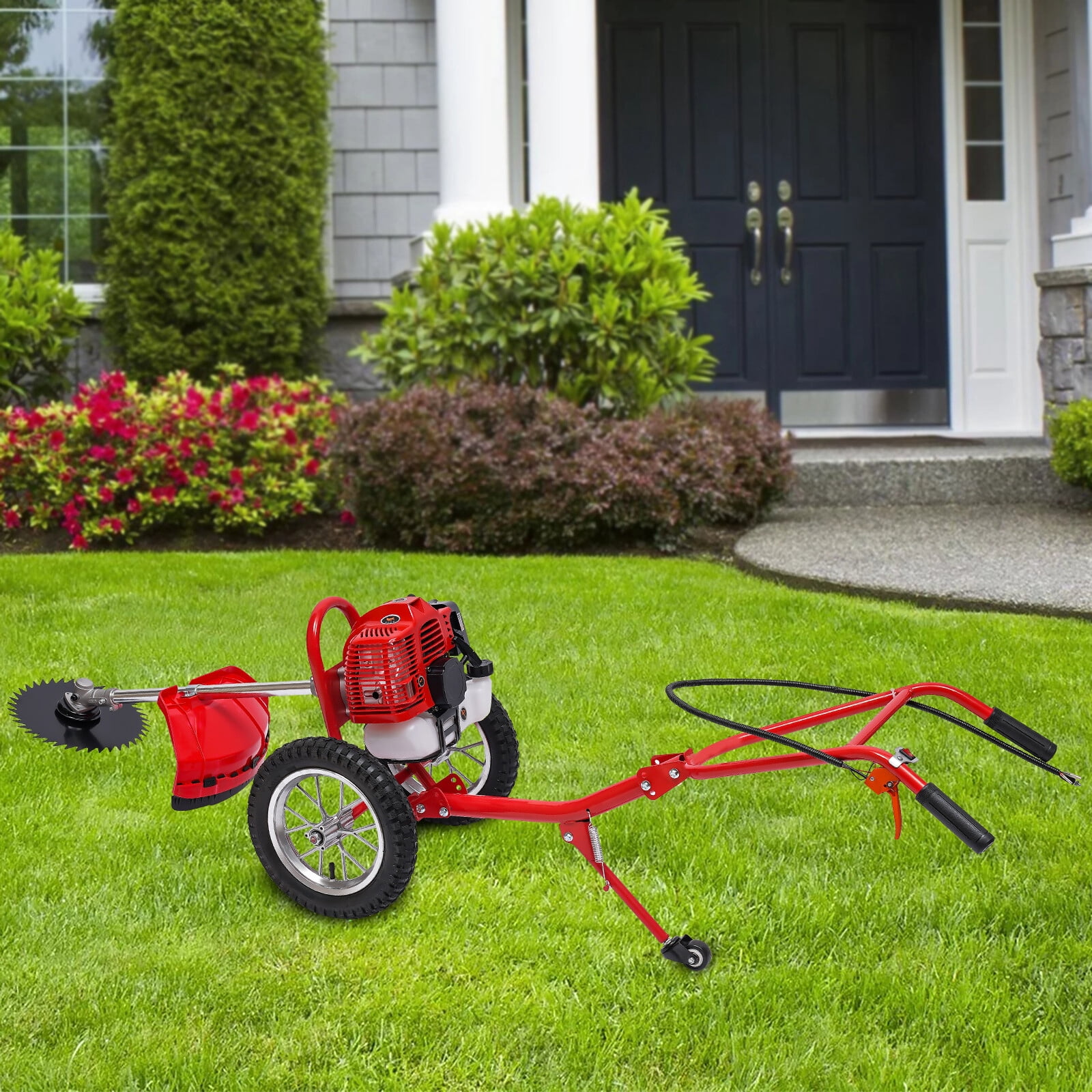 2-Stroke 49CC Gas Mower Grass Trimmer Brush Cutter Hand Push Weeding Machine