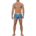 thumbnail image 2 of Unique Bargains Men's Solid Color Elastic Waist Summer Pool Swimwear Shorts Navy Blue 28, 2 of 6
