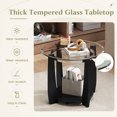 thumbnail image 3 of Modern 2-Tier Glass Round Coffee Table with Storage Shelf, 32" Center Table with Rolling Wheels for Small Spaces,Black, 3 of 9