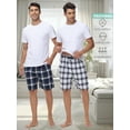 thumbnail image 5 of Xidunhg Men's 3-Pack Woven Pajama Shorts 100% Cotton Plaid Sleep Lounge Shorts with Button Fly S, 5 of 10