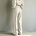 thumbnail image 2 of ByworldtasicNo Boundaries Women's Vertical Rib Knit Cargo Sweatpants, High Waist Wide Leg Casual Joggers with Side Pocket, 2 of 8