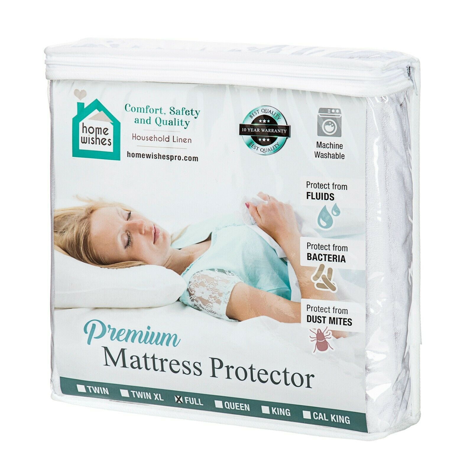 Home Wishes Waterproof Fitted Terry Cotton Mattress Encasement, King