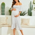 thumbnail image 2 of XASZHN Robe Femme Florale à Encolure Carrée Robes Midi Robe de Maternité Enceinte Décontractée Robe Trapèze Longue Fluide à Smocks BU1 L, 2 of 5