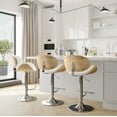 thumbnail image 3 of Simpli Home Marana Bentwood Adjustable Swivel Bar Stool In White Vegan Faux Leather, 3 of 11