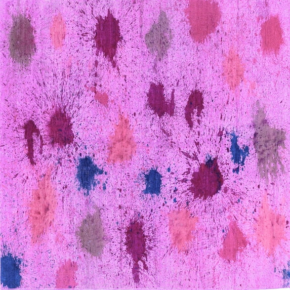 Ahgly Company Indoor Square Abstract Purple Contemporary Area Rugs, 6' Square