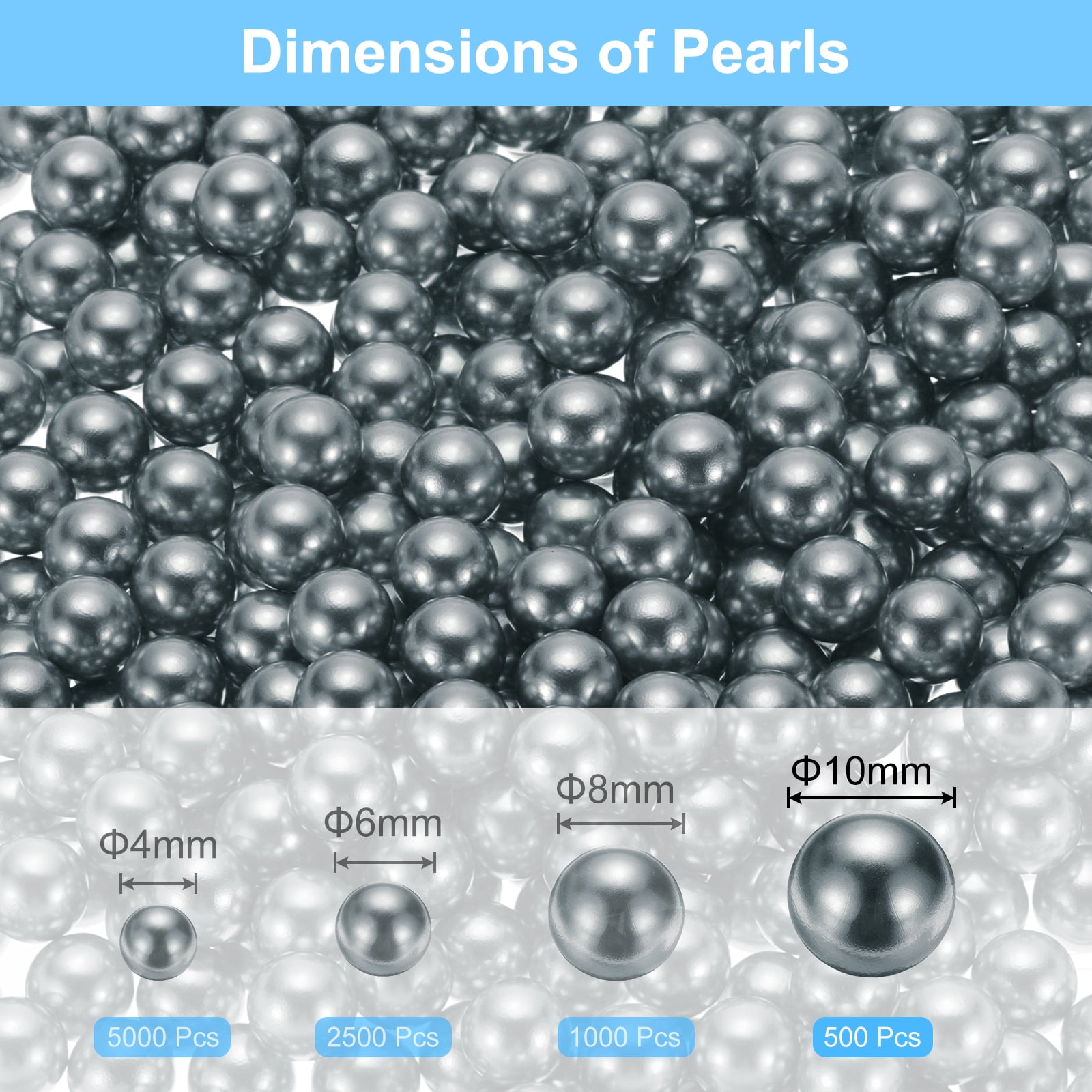 Unique Bargains Round Faux Pearl for Crafting No Hole Pearls for Vase Fillers Dark Gray