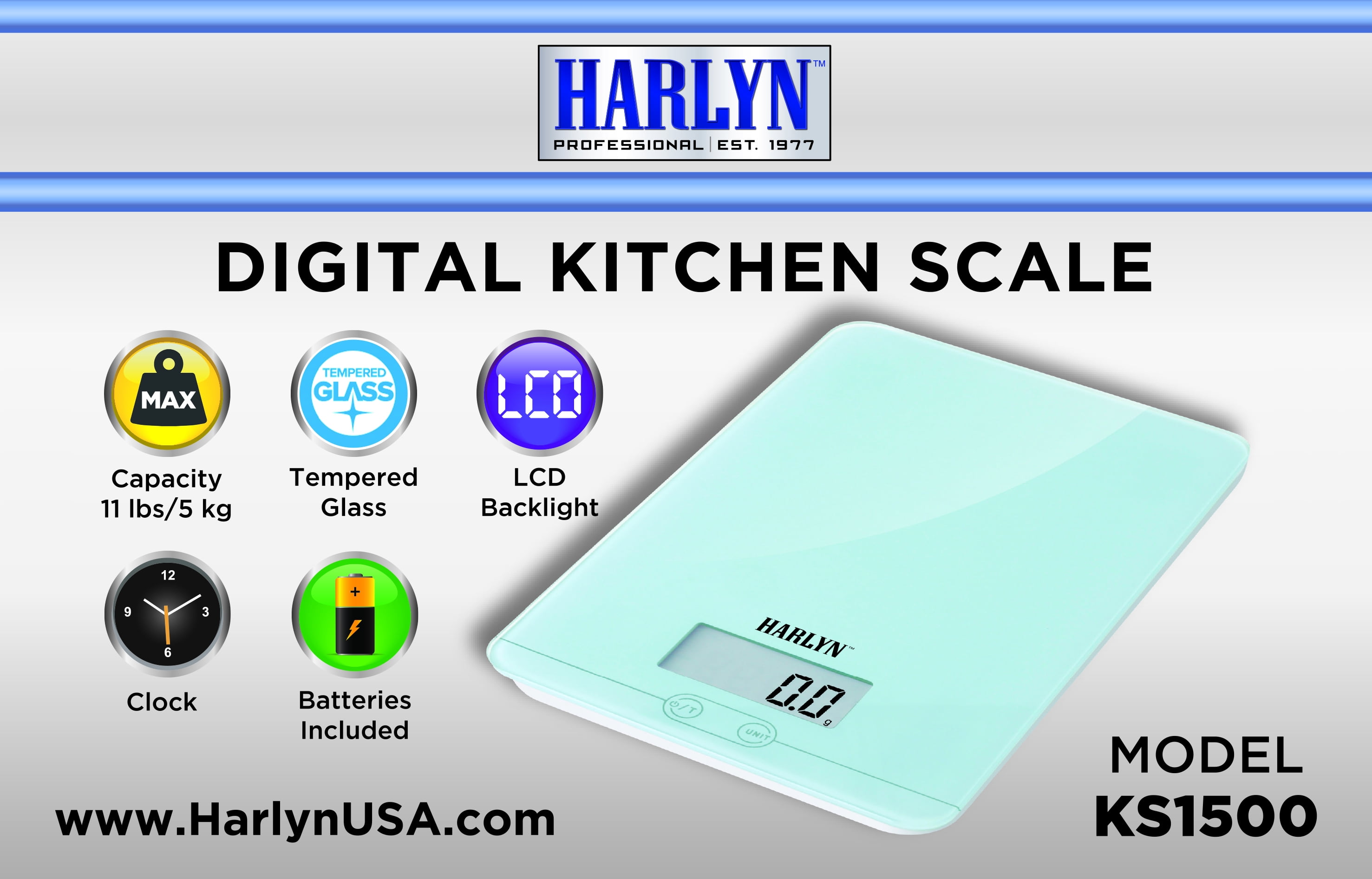 Digital Food & Kitchen Glass Scale 11 lbs Multifunction Tempered