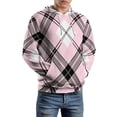 thumbnail image 5 of Pink Black White Plaid Pattern Fabric 3D Print Hoodie Men Women Autumn Thin Pullover Sweatshirt Vintage Streetwear Tops, 5 of 6