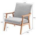 thumbnail image 7 of Arm Chair Accent Chair, Wooden Mid-Century Modern Accent Chairs, Elegant Upholstered Lounge Chair for Living Room, Bedroom, Linen Fabric Padded Reading Chair, Side Chair (Light Grey), 7 of 7