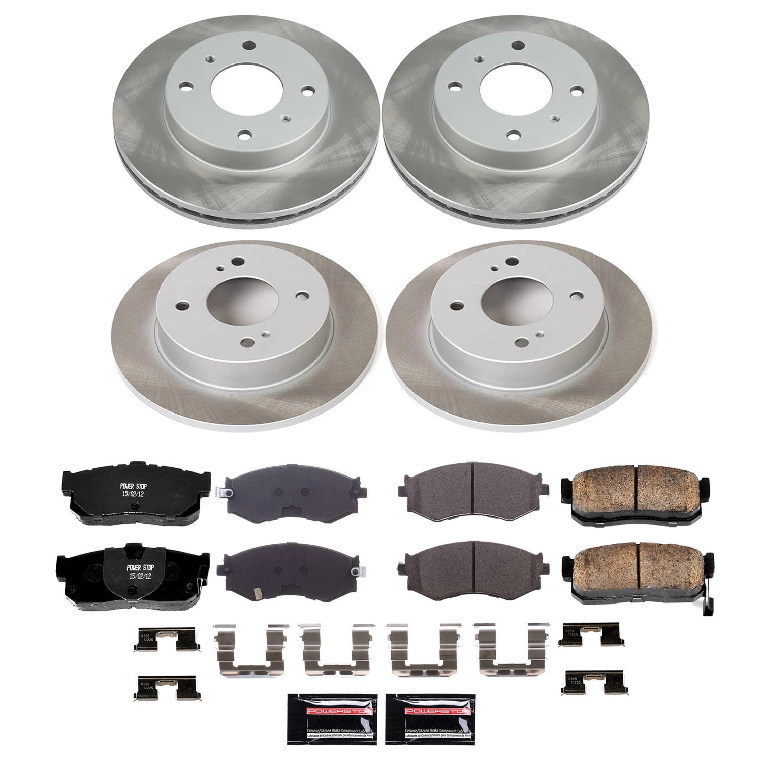 PowerStop Front and Rear Semi-Coated Rotor and Low-Dust Ceramic Brake Pad Kit SC9173